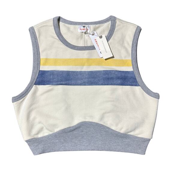 Sundry Tops - Anthropologie Sundry Crop Lounge Tank Top Cream Blue Yellow NEW